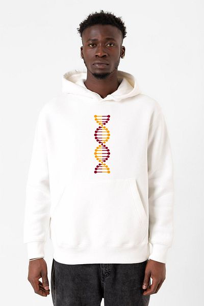 Tshirthane Κίτρινο Κόκκινο Dna Λευκό Ανδρικό φούτερ με κουκούλα 3 κορδονιών