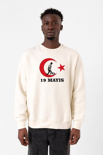 Tshirthane Ανδρικό φούτερ 2ip Ata Ecru 19 Μαΐου