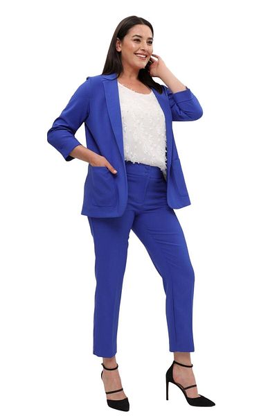 Hanezza Jachetă Blazer de damă| Sax| Dimensiune mare| 7 culori| Compatibil cu costum