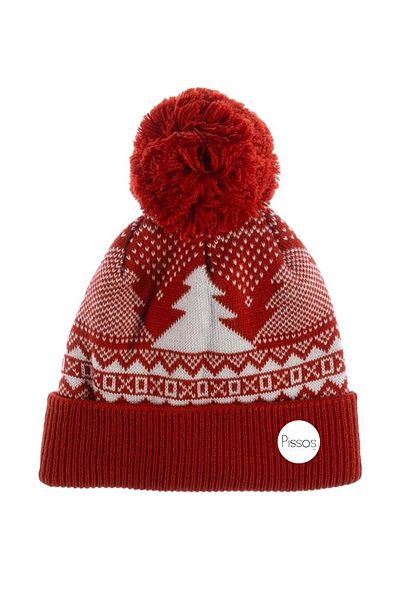 Pissos Unisex 2-Piece Patterned Pompom Beret |   Special Boxed Gift Knitted Hat