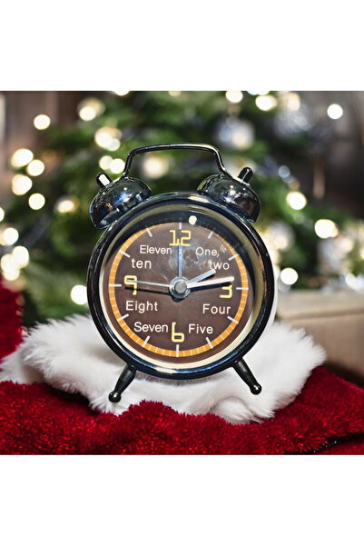 efmues Çalar saat metal masa saati alarmlı analog masa saati