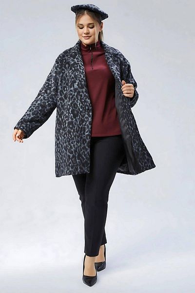 Hanezza Elegant and Warm Choice - Large Size Leopard Print Cashew Coat