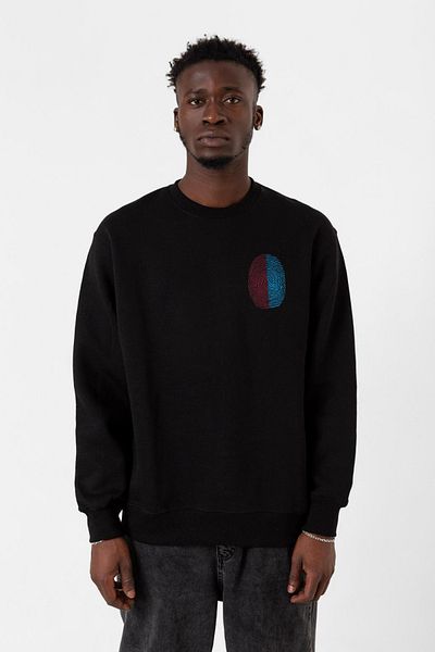 Tshirthane Ανδρικό φούτερ Claret Red Blue Fingerprint Μαύρο 2ip