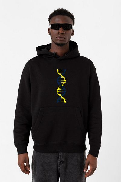 Tshirthane Κίτρινο Navy Blue Dna Μαύρο ανδρικό φούτερ με κουκούλα 3 κορδονιών