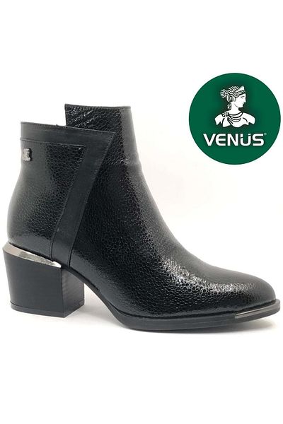 Kids Club Shoes Γυναικείες Ορθοπεδικές Μπότες από Γνήσιο Δέρμα Venus Riban - ΜΑΥΡΟ/Λουστρίνι