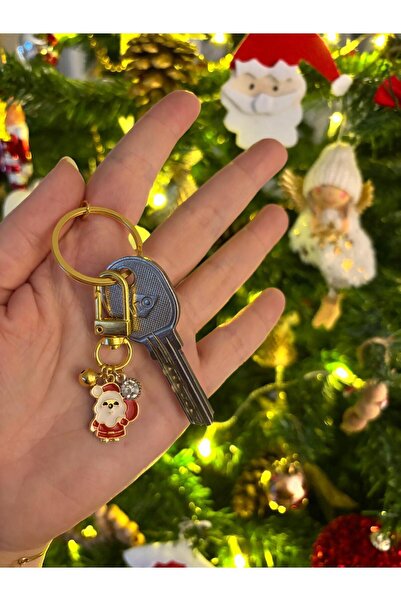 PEONY peonyofficiall Yılbaşı Klipsli Mineli Noel Baba Altın Kaplama Tektaş Detaylı Cüzdan Süsü Yeni Yıl Charm Çanta Süsü