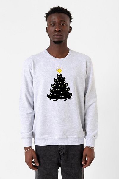 Tshirthane Ανδρικό φούτερ Meowy Christmas Karmelange 2ip