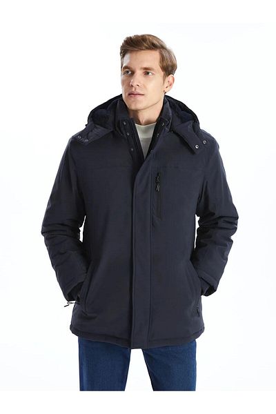LC Waikiki Ανδρικό παλτό με κουκούλα LCWAIKIKI Classic Standard Fit