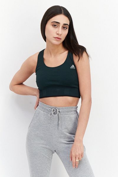 adidas حمالة صدر رياضية مبطنة للنساء، باللون الأخضر الداكن
