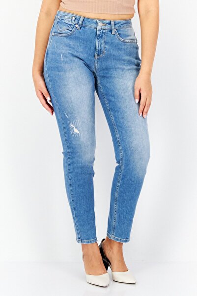 ZERO Women Relaxed Fit Washed Stretchable Denim Jeans, Blue