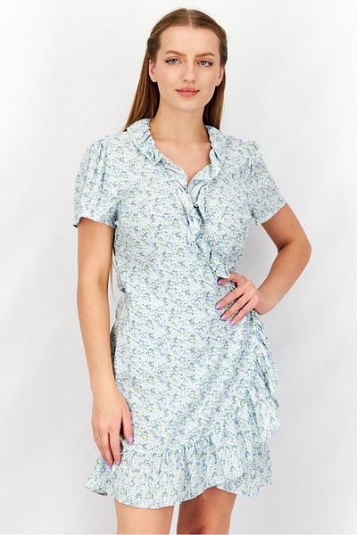 NA-KD Women Floral Print Ware Dress, Blue Combo