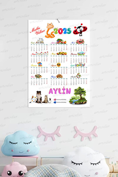 Miomundobaby 2025 İsimli Çocuk Odası Yıllık Duvar Takvimi