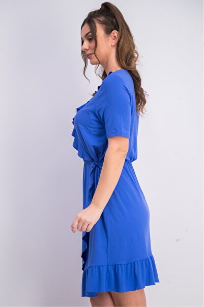 Tchibo Women Ruffle Jersey Dress, Blue