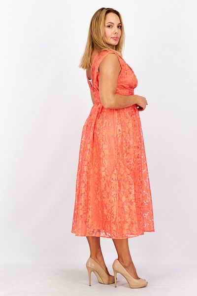 Esprit Women Floral Pleated Lace Maxi Dress, Scarlet
