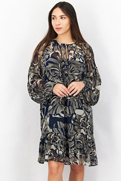 Esprit Women Floral Pattern Long Sleeve Midi Dress, Multicolor