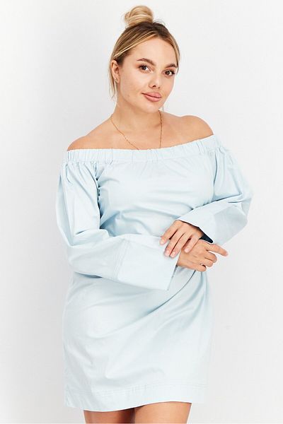 NA-KD Women Cut Out Long Sleeve Casual Mini Dress, Light Blue
