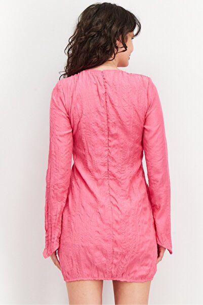 NA-KD Women Textured Cut-Out Mini Dress, Dark Pink