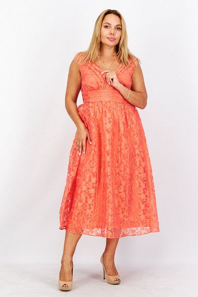 Esprit Women Floral Pleated Lace Maxi Dress, Scarlet