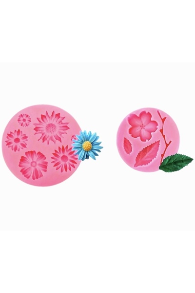 morlalem m 2'li, papatya Çiçek Dal Ve Yapraklar Seti, 2 adet Silikon Kalıp K-...