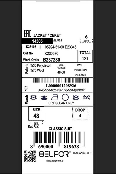 BELFOR KLASIK DUZ TAKIM ELBISE 05994-51-00 E23345