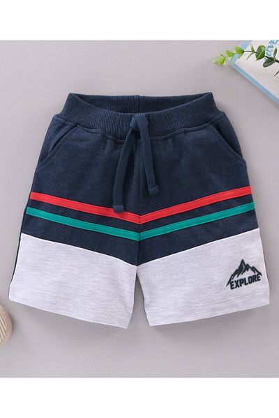 Babyhug Babyhug Striped Shorts - Blue & Grey