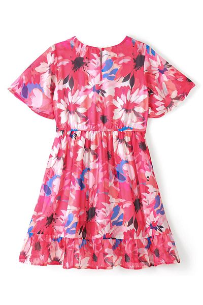 Pine kids Pine Kids 100% Cotton Knit Half Sleeves Floral Printed Frock - Red