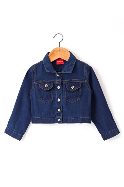 Babyhug 100% Cotton Knit Frock With Full Sleeves Denim Jacket Star Print- Multicolour