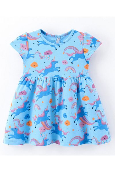 Bonfino Bonfino 100% Cotton Frock With Bloomer- Blue