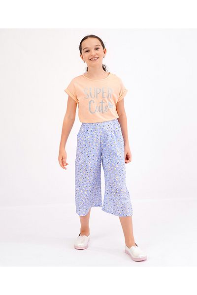 Primo Gino Primo Gino Ankle Length Pants Floral Print - Blue