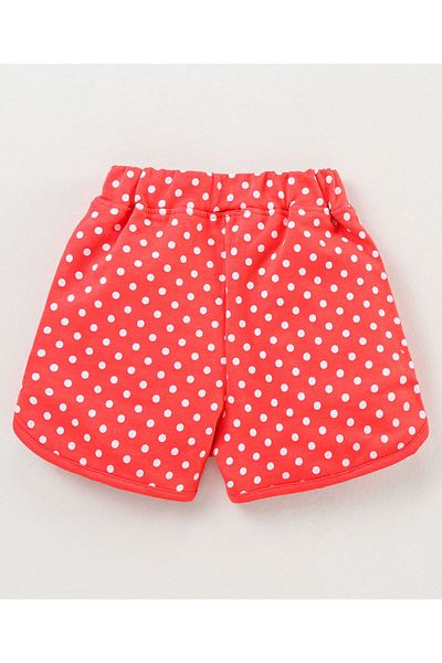 Babyhug Babyhug Knit Knee Length Shorts Dot Print - Red