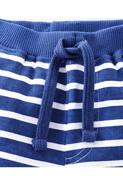 Babyhug Babyhug Cotton Mid Thigh Length Shorts Dino Print - White & Navy Blue