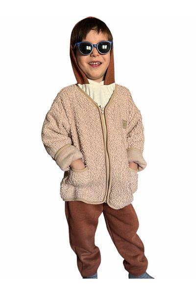 patriko tekstil Unisex Children's Set of 3 Fleece Jacket Sweatshirt Pantalon Bottom Top Jacket Set
