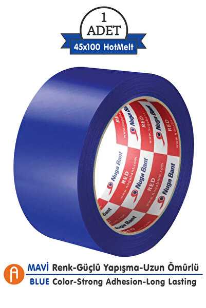 Nuga Bant Mavi Hotmelt Yapışkanlı Koli Bandı 45x100 - Güçlü Ve Dayanıklı Ambalaj Bandı