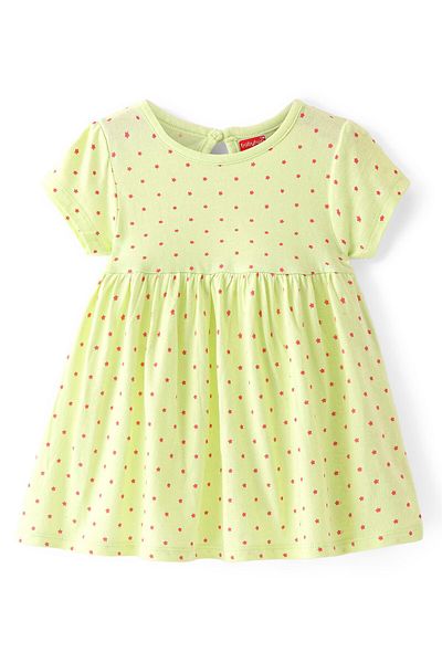 Babyhug Babyhug 100% Cotton Knit All Over Bloomer Stars Printed Frock & Bloomer Set - Light Green
