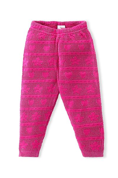 Babyhug Babyhug Cable Knit Full Length Fleece & Woollen Pant With Floral & Heart Design  - Pink