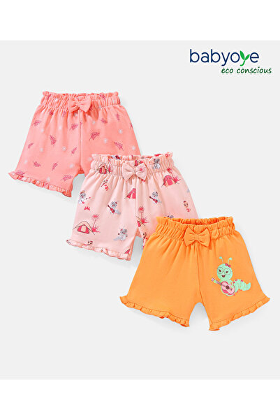 Babyoye شورت من القطن الصديق للبيئة مع لمسة نهائية صديقة للبيئة بطبعة كاتربيل...