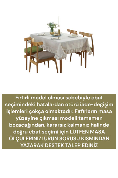HOME ART ATELIER hand made Fırfırlı Naturel Vintage Masa Örtüsü - Soft Keten Seri Masa Örtüsü- Çeyizlik