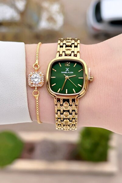 Daniel Klein Kadranı Yeşil Kordonu Sarı Renk 24 Ay Garantili 26 mm Kadın Kol ...