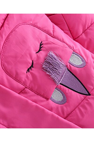 Bonfino Bonfino Woven Full Sleeves Padded Unicorn Jacket with Hood - Pink