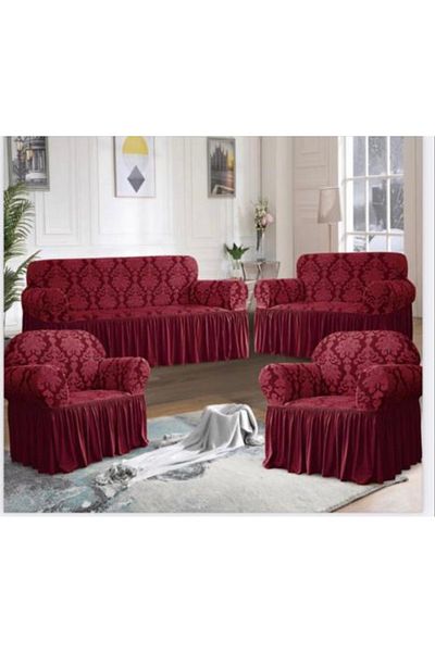 Evory Home Sofa Cover Jacquard 4 Pieces Set of 7 Seater (3+2+1+1) Slip Resistant Furniture Protector