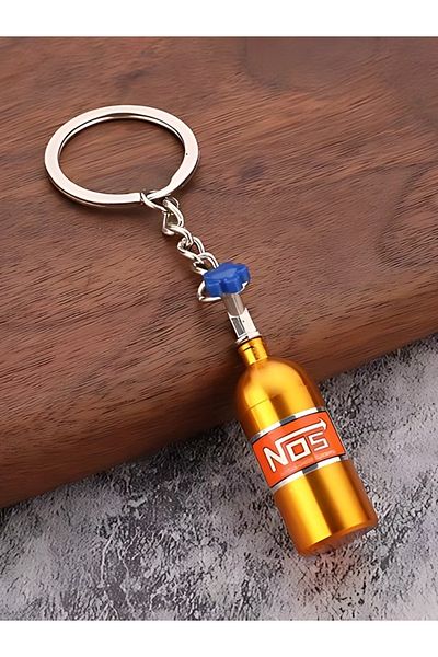 ŞEN AKSESUAR Nos Yellow Auto Keychain Vehicle Accessory 3D Metal Keychain