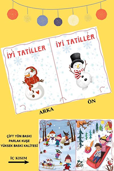 Emtory Home Bir Adet Karne Kılıfı - Kardan Adam Kış Konsepti  - Sömestr Karne Kılıfı - 1 adet