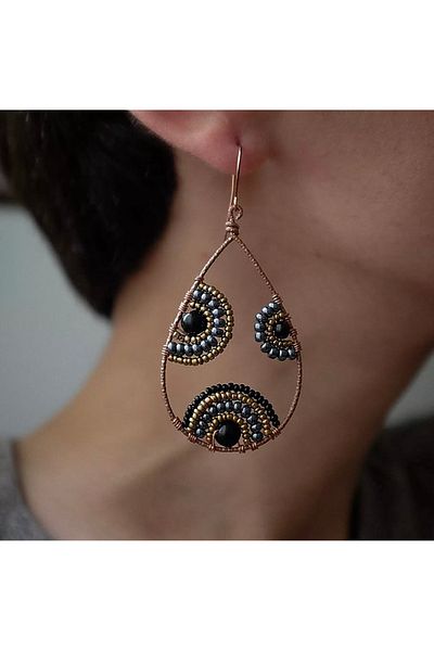 MODA Handmade Copper wire wrap earrings
