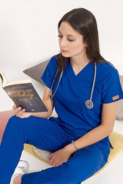 Brl Üniforma Costum chirurgical unisex din lycra albastru de noapte pentru do...