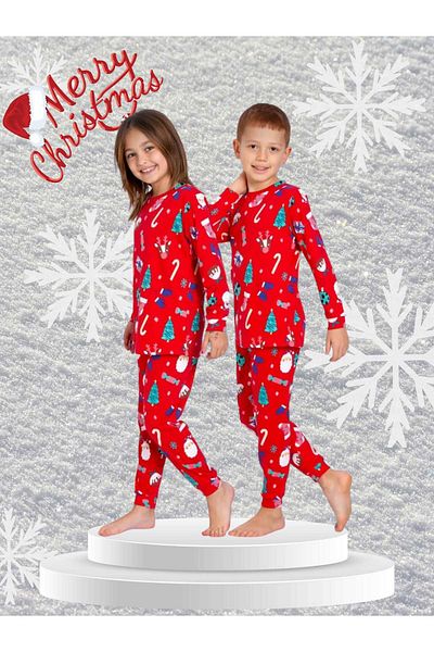 Elidabutik Christmas / New Year Themed Christmas Printed Unisex Pajamas Set
