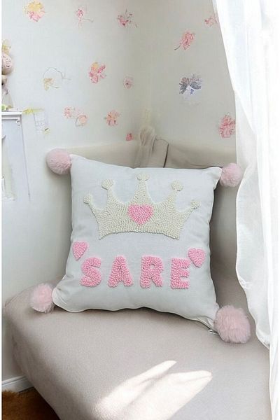 D&Y GAUDERY Princess-Prince Crown Puch Throw Pillow Handmade Crown Model Punh Throw Pillow