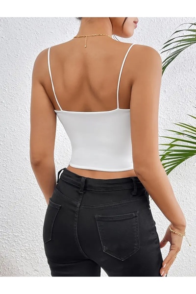 Olyssia Дамско бяло горнище с презрамки/бюстие от трико