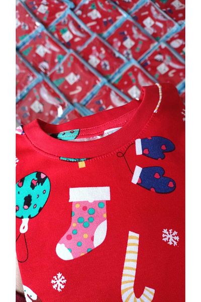 Elidabutik Christmas / New Year Themed Christmas Printed Unisex Pajamas Set