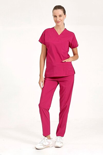 Brl Üniforma Fuşya Likralı Doktor Ve Hemşire Forması Unisex Cerrahi Takım | B...