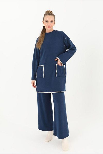 Moda Rosa 25K2232 - Navy Blue - Rubble Pouch Suit